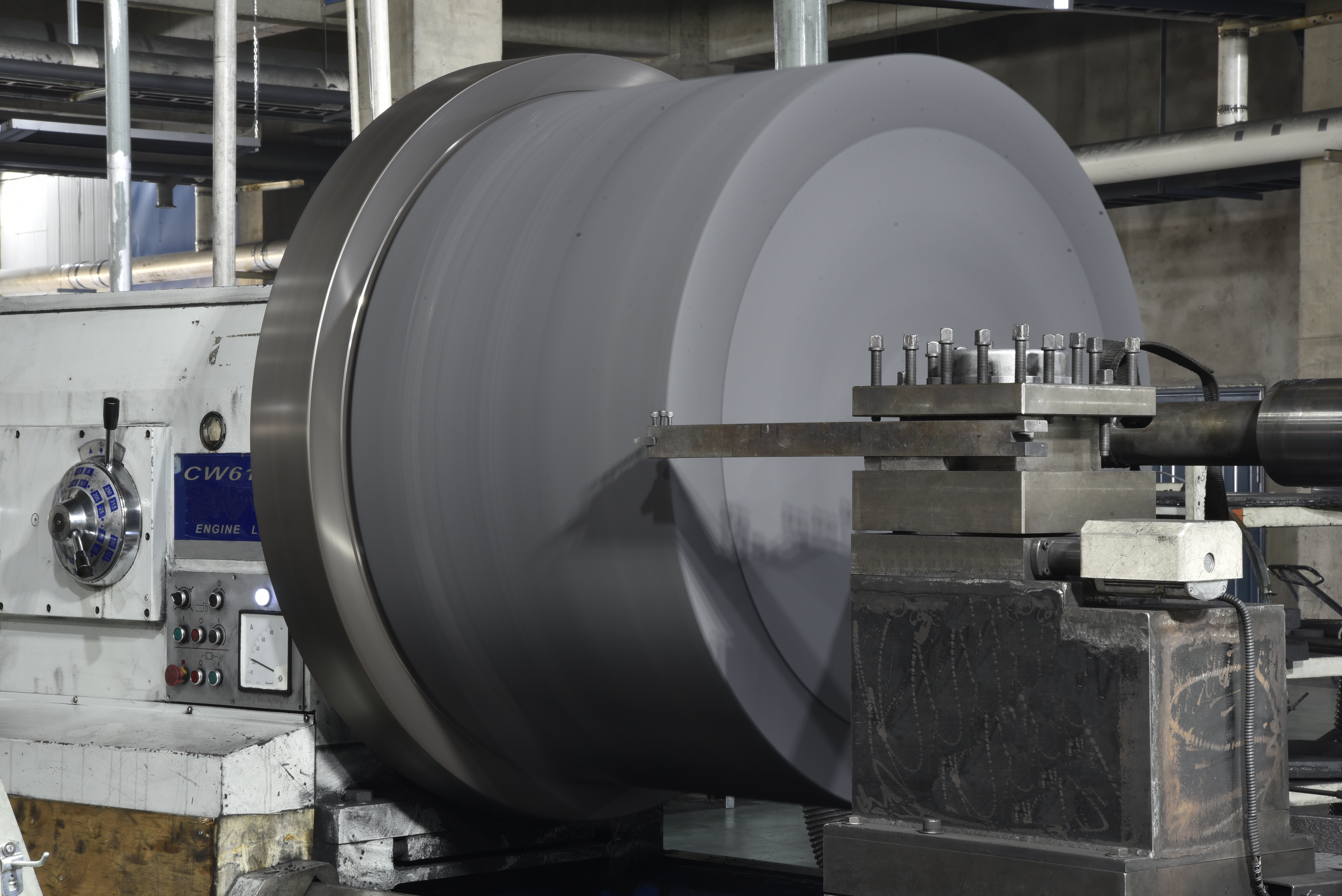 Large graphite turning on a lathe